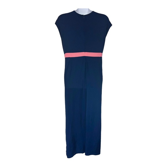 ❣️Ainsley Jersey Knit Navy Stretch Maxi Office Career Casual Stretchy Blue Dress - Picture 8 of 15